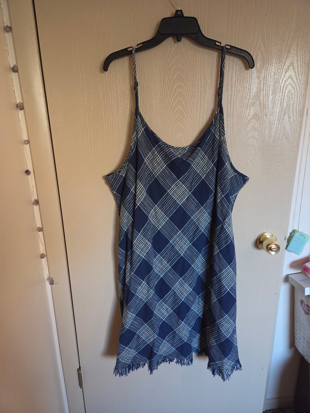 Natural Reflections Navy Blue Plaid Sleeveless Dress NWT Womens Size 1XL
